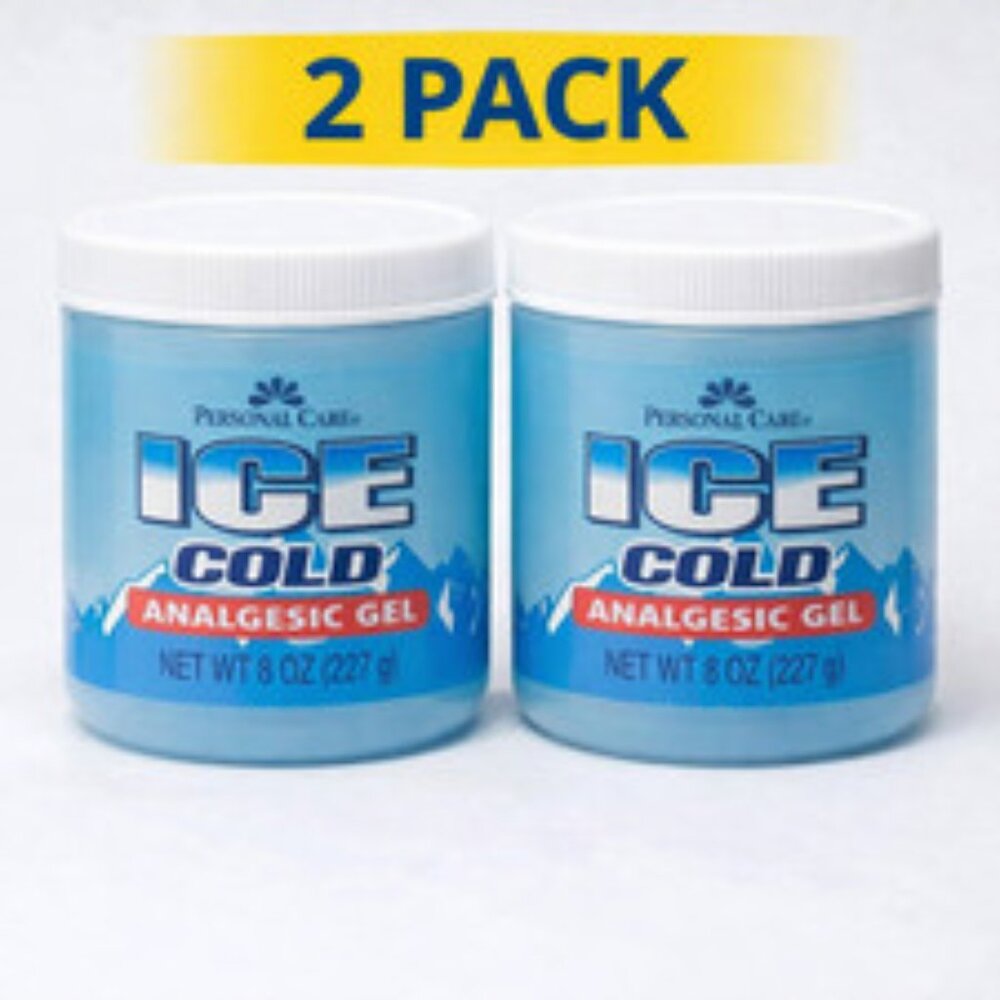 2 Pack Personal Care Ice Cold Analgesic Gel, Pain Reliever, 8 oz